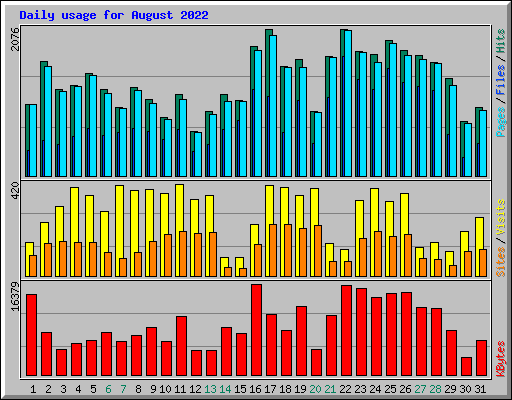 Daily usage for August 2022